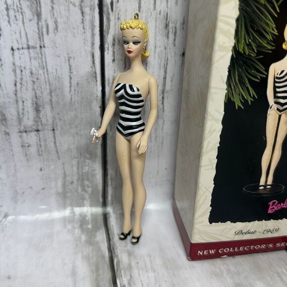 Hallmark Barbie Keepsake 1994 Ornament Debut 1959 Blonde Hair Striped Swimsuit - Picture 2 of 5